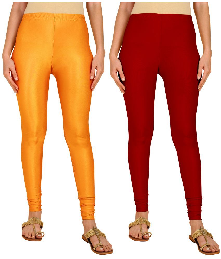     			Colorscube - Maroon,Mustard Lycra Women's Churidar ( Pack of 2 )