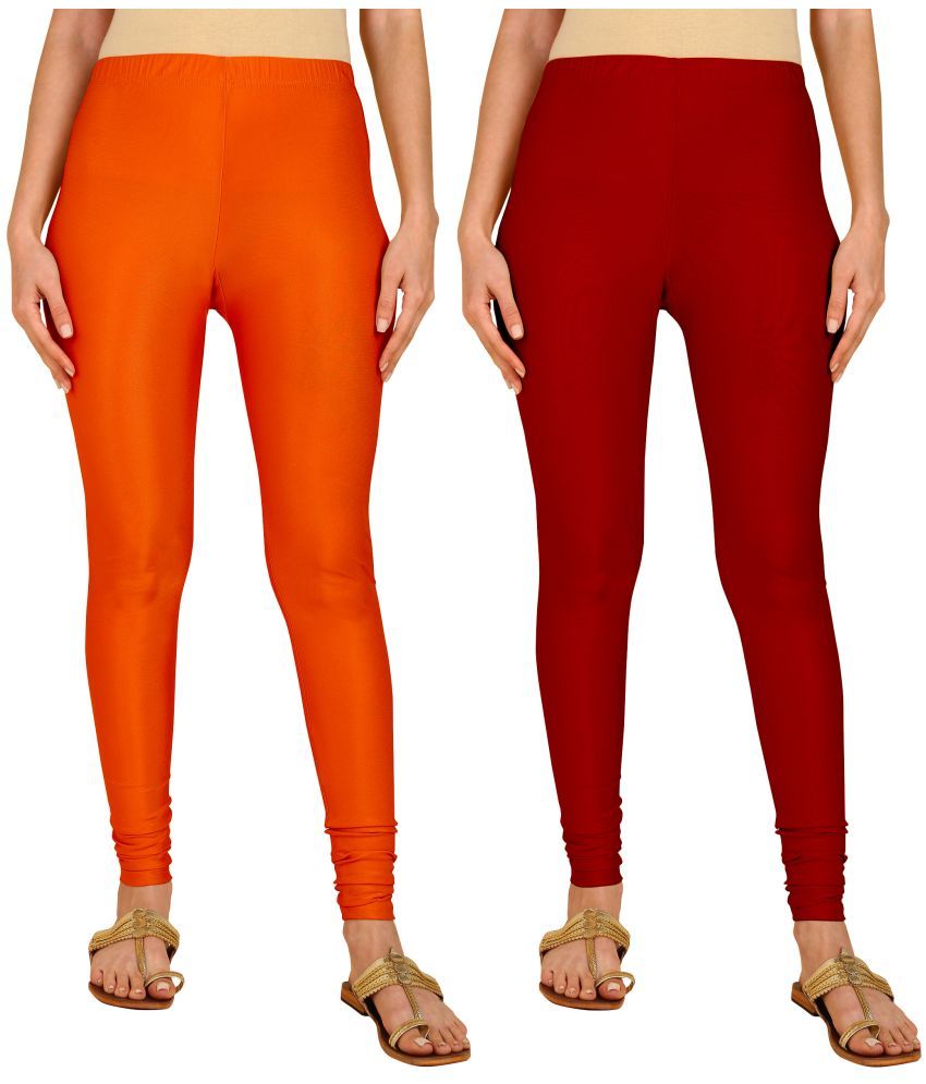     			Colorscube - Maroon,Orange Lycra Women's Leggings ( Pack of 2 )