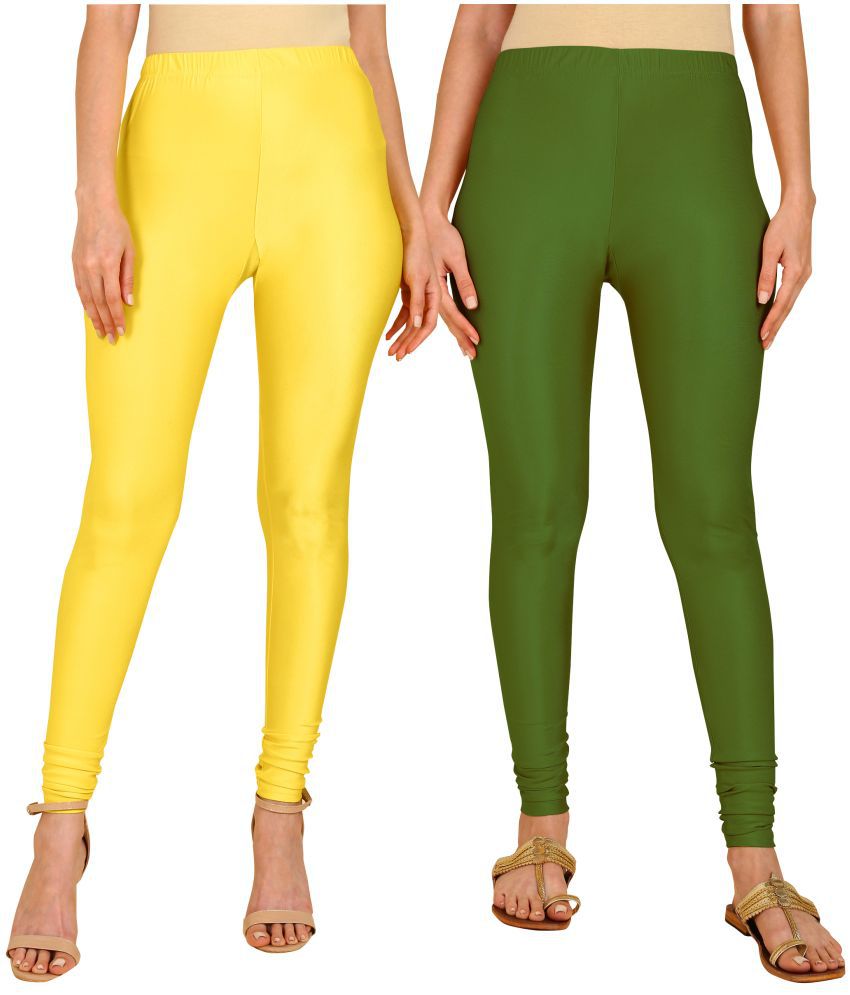     			Colorscube - Olive,Yellow Lycra Women's Leggings ( Pack of 2 )