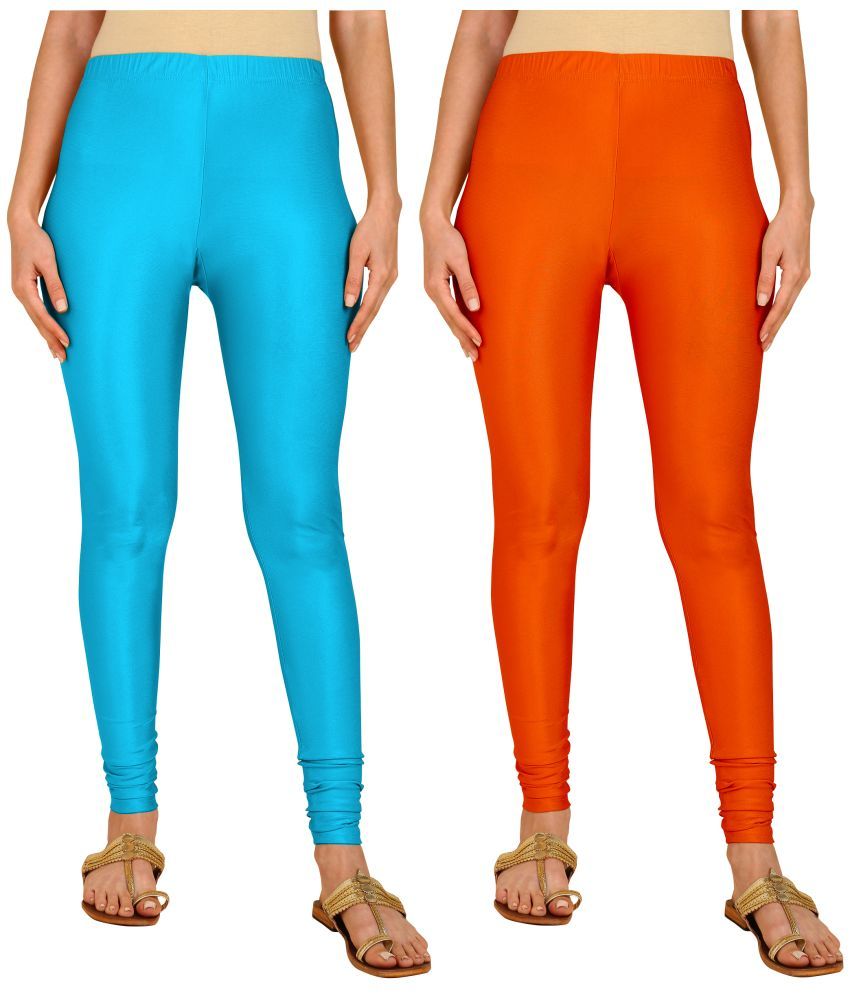     			Colorscube - Orange,Blue Lycra Women's Leggings ( Pack of 2 )