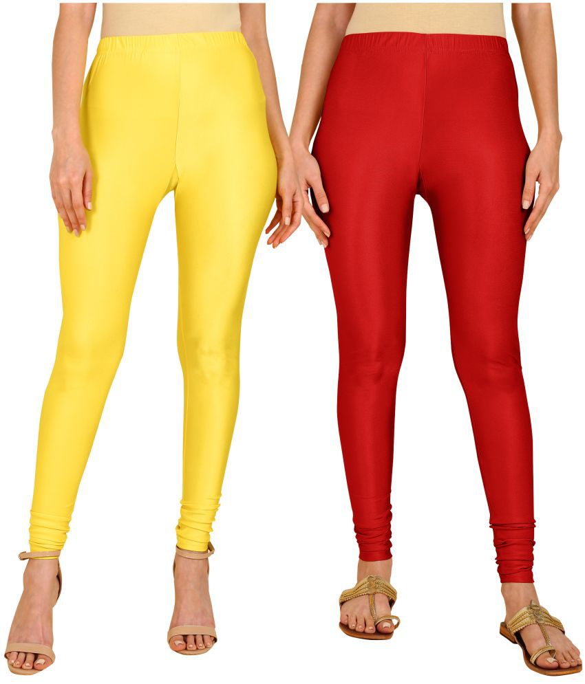     			Colorscube - Red,Yellow Lycra Women's Churidar ( Pack of 2 )