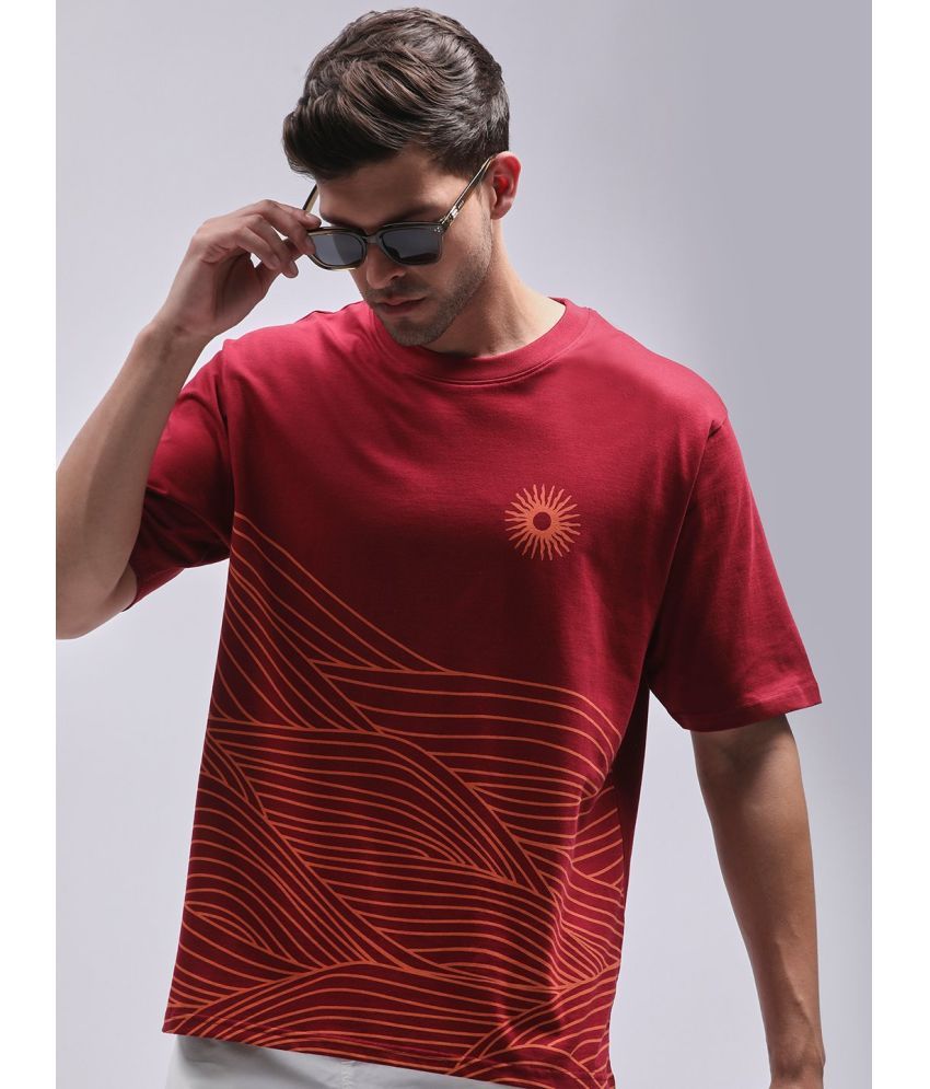     			Dillinger Cotton Oversized Fit Printed Half Sleeves Men's T-Shirt - Maroon ( Pack of 1 )