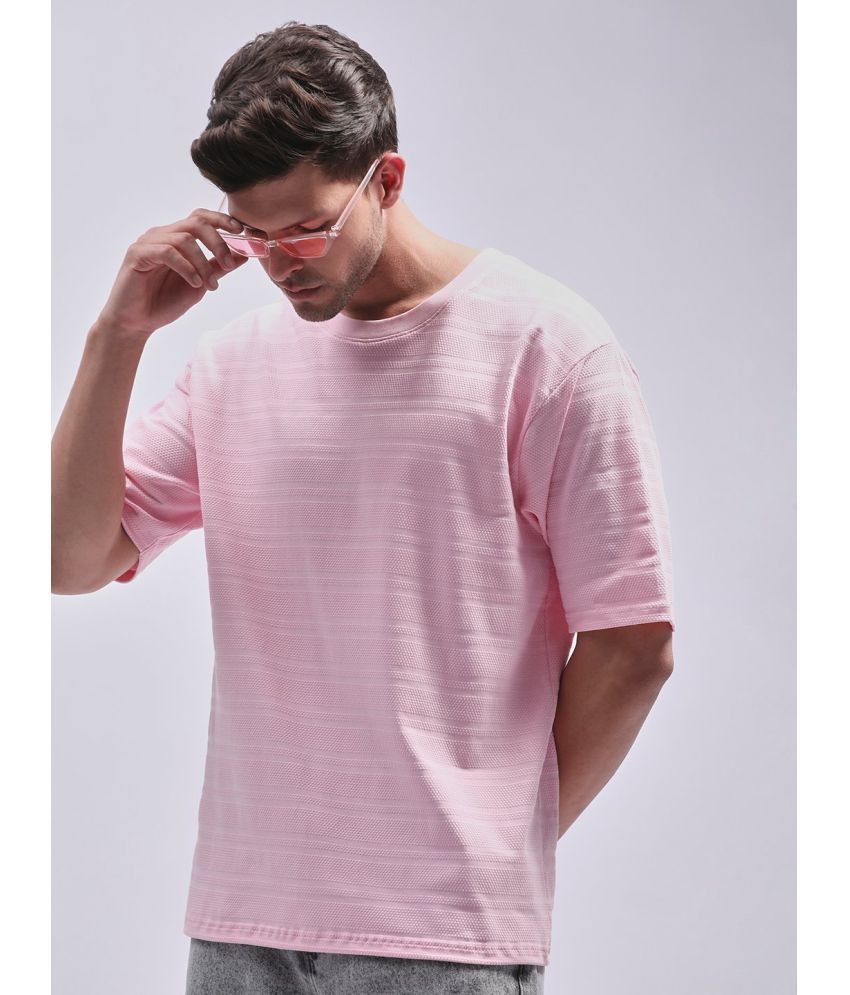     			Dillinger Cotton Oversized Fit Striped Half Sleeves Men's T-Shirt - Pink ( Pack of 1 )