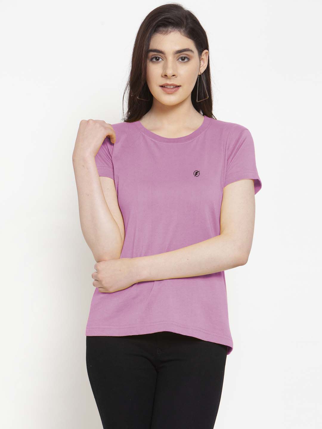     			Friskers Purple Cotton Slim Fit Women's T-Shirt ( Pack of 1 )