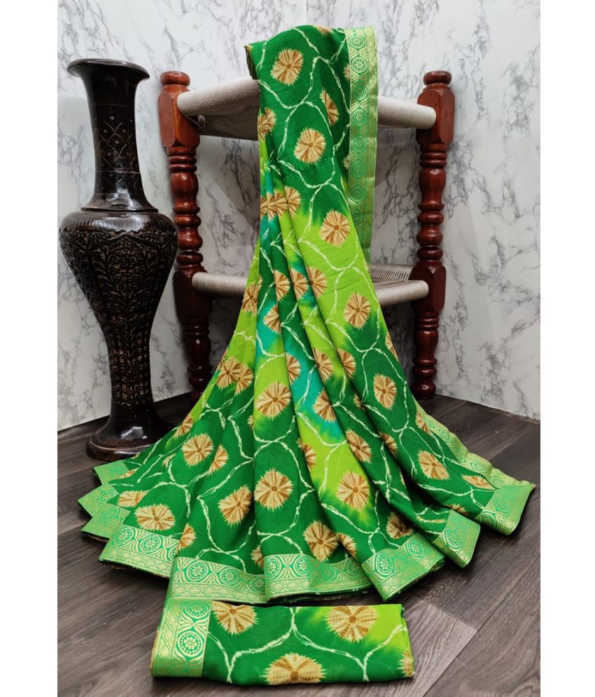     			Kanooda Prints Georgette Printed Saree With Blouse Piece - Green ( Pack of 1 )