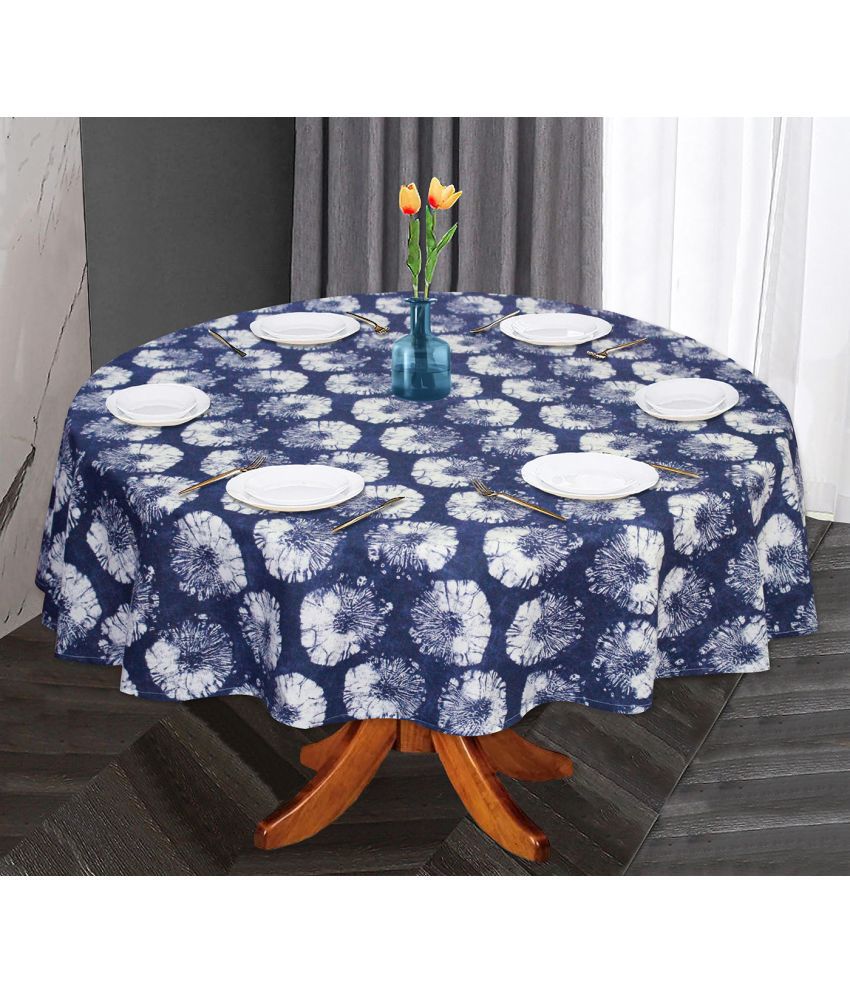     			Oasis Hometex Printed Cotton 6 Seater Round Table Cover ( 152 x 152 ) cm Pack of 1 Blue