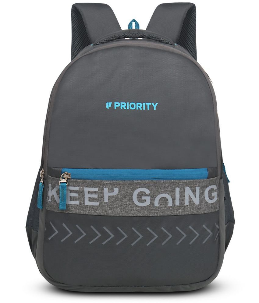     			Priority Grey Polyester Backpack With Raincover ( 36 Ltrs )