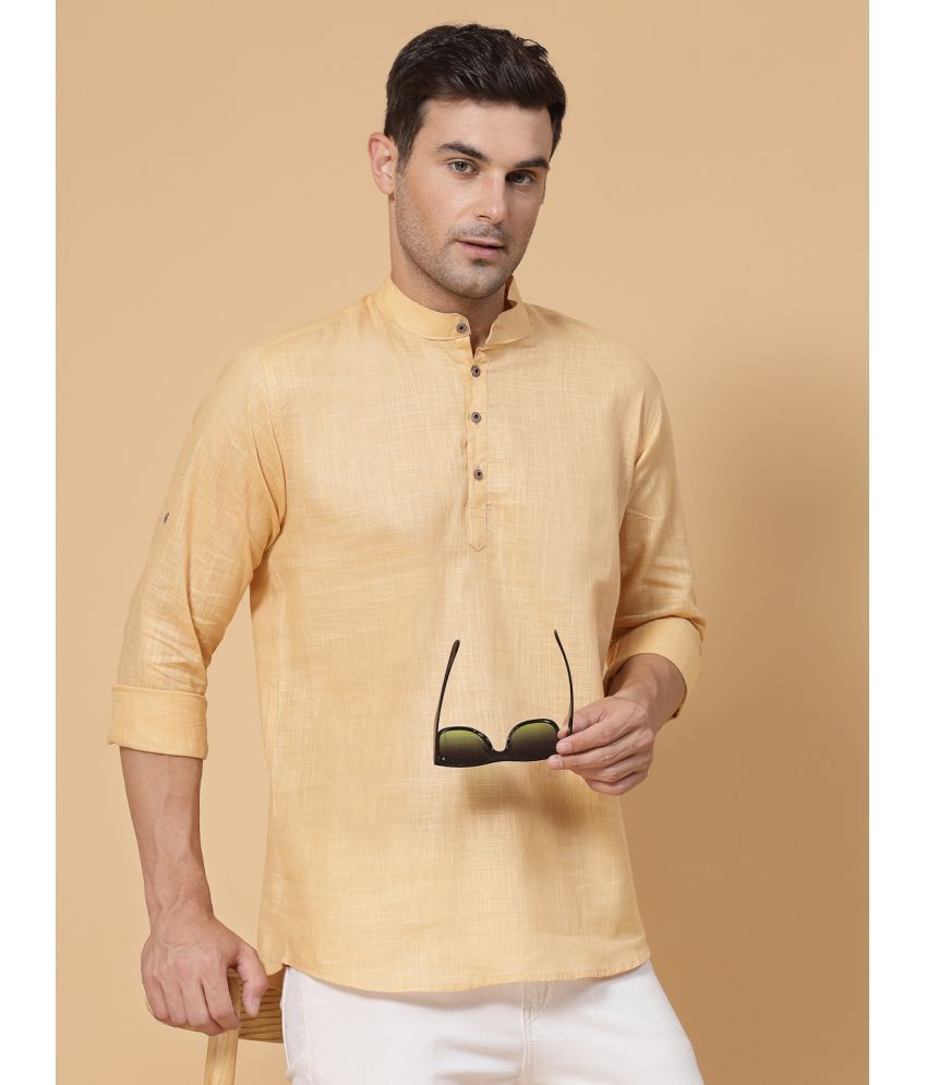     			allan peter Beige Cotton Men's Regular Kurta ( Pack of 1 )