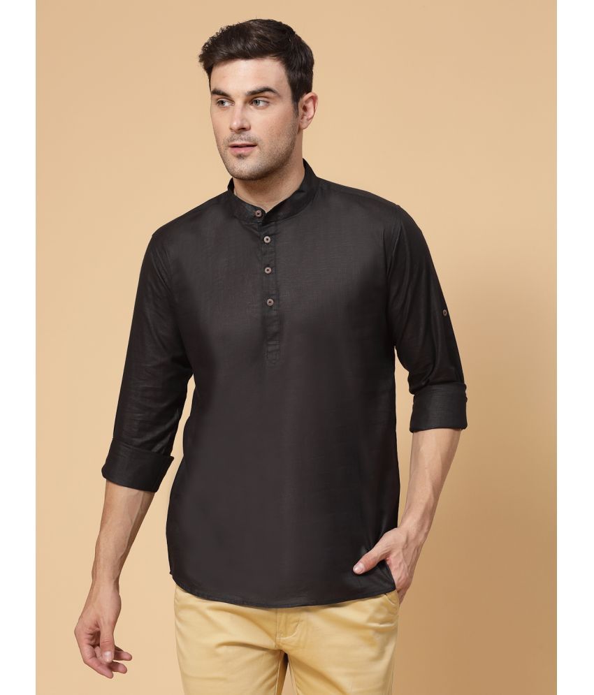     			allan peter Black Cotton Men's Regular Kurta ( Pack of 1 )