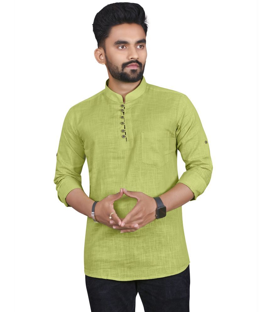     			allan peter Dark Green Cotton Men's Regular Kurta ( Pack of 1 )