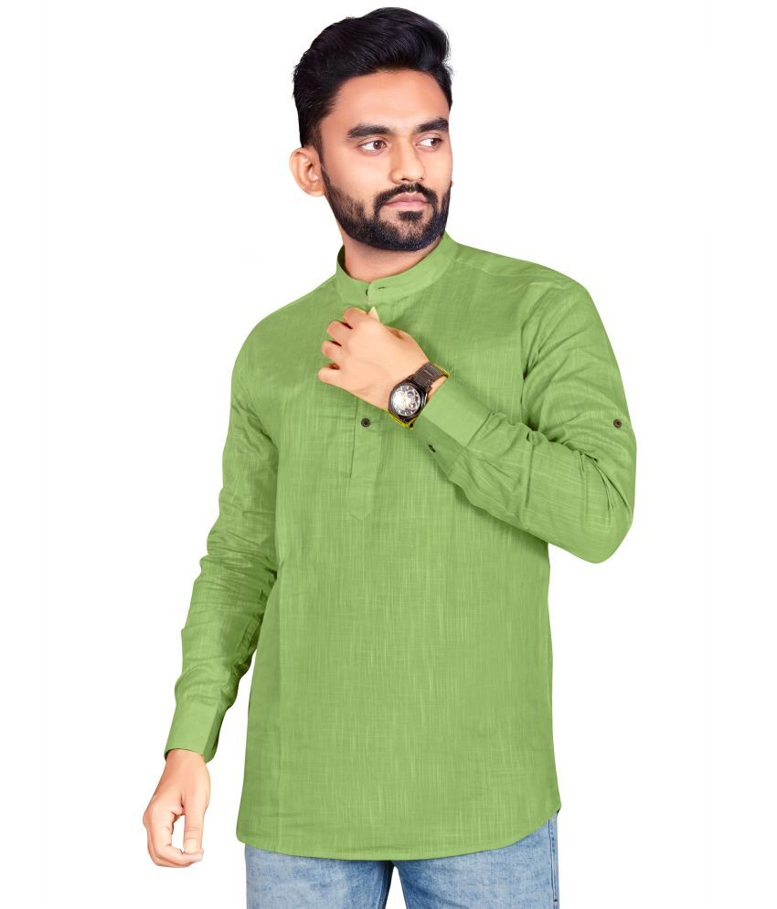     			allan peter Green Cotton Men's Regular Kurta ( Pack of 1 )