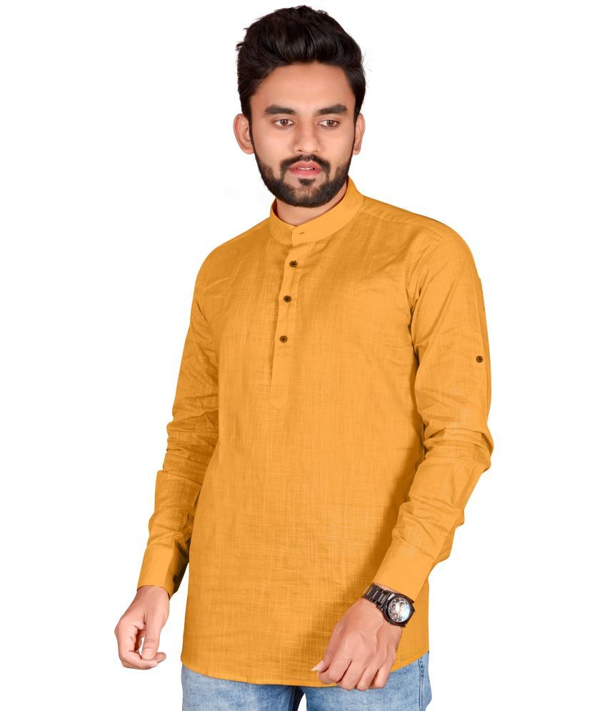     			allan peter Mustard Cotton Men's Regular Kurta ( Pack of 1 )