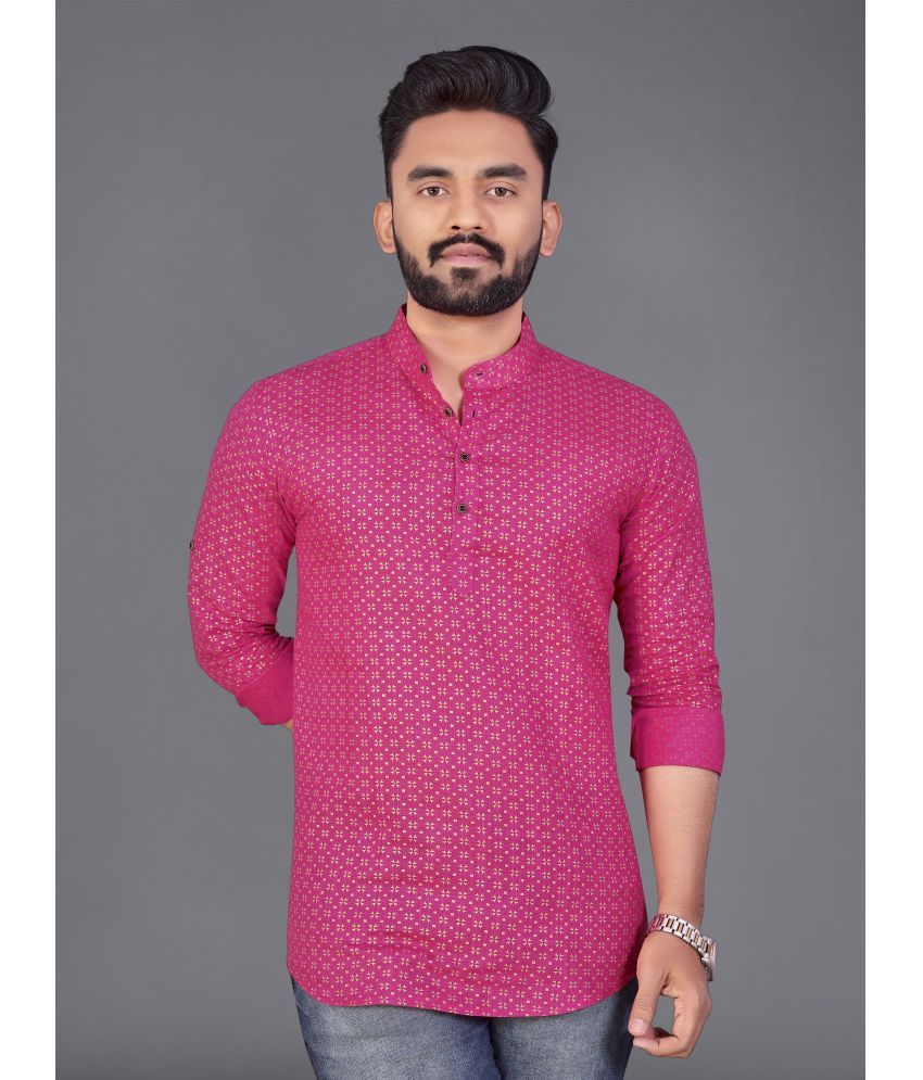     			allan peter Pink Cotton Men's Regular Kurta ( Pack of 1 )