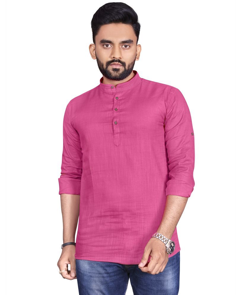     			allan peter Pink Cotton Men's Regular Kurta ( Pack of 1 )