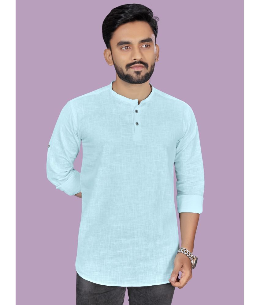     			allan peter Sky Blue Cotton Men's Regular Kurta ( Pack of 1 )