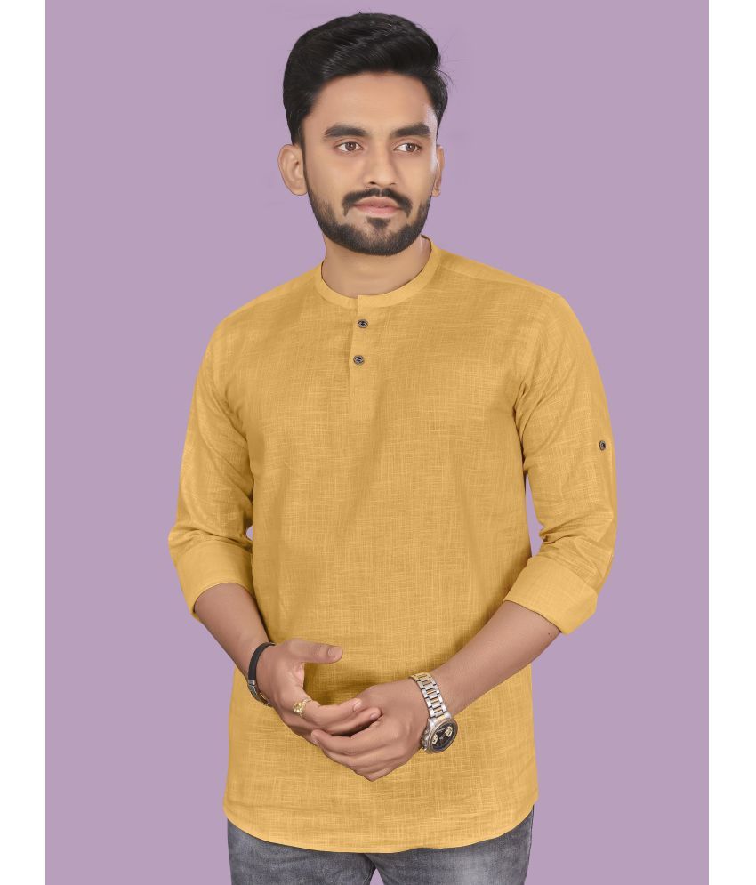     			allan peter Yellow Cotton Men's Regular Kurta ( Pack of 1 )