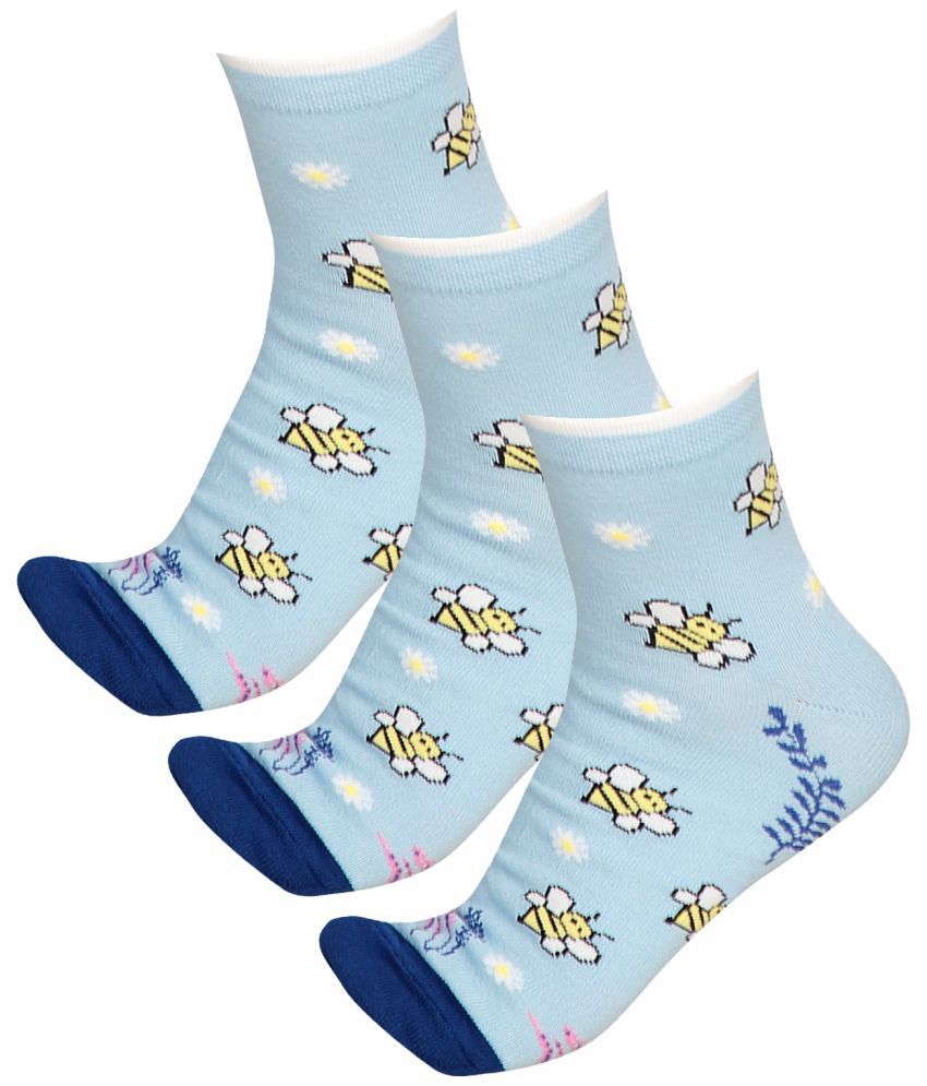     			Bodycare Blue Cotton Blend Women's Ankle Length Socks ( Pack of 3 )