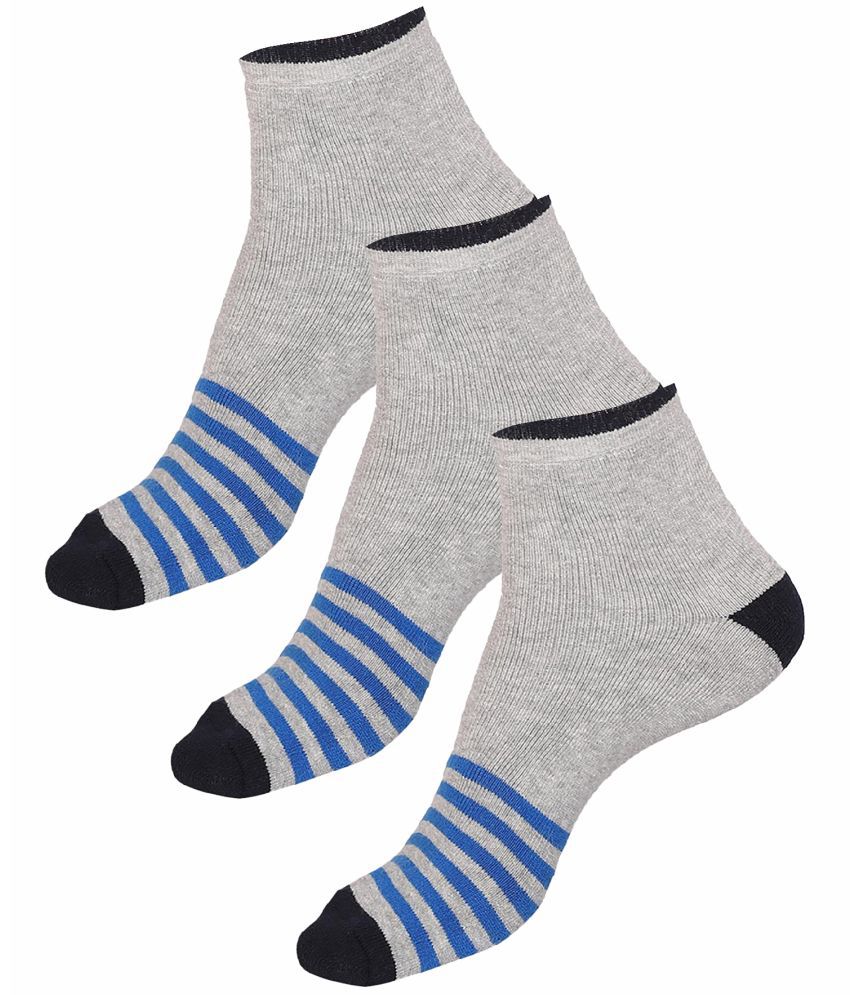     			Bodycare Cotton Blend Men's Striped Light Grey Ankle Length Socks ( Pack of 3 )