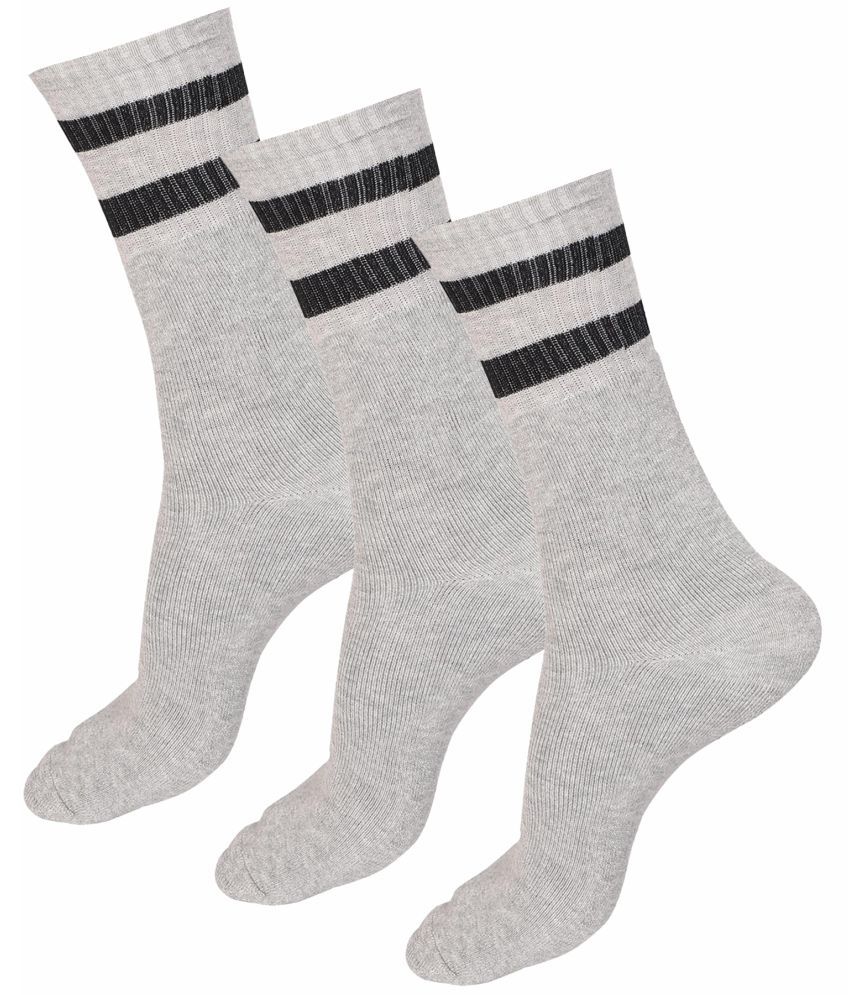     			Bodycare Cotton Blend Men's Striped Light Grey Mid Length Socks ( Pack of 3 )