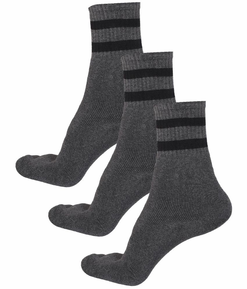     			Bodycare Cotton Blend Men's Striped Charcoal Mid Length Socks ( Pack of 3 )