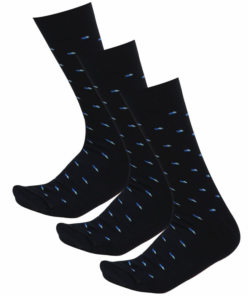     			Bodycare Cotton Blend Men's Printed Navy Blue Mid Length Socks ( Pack of 3 )