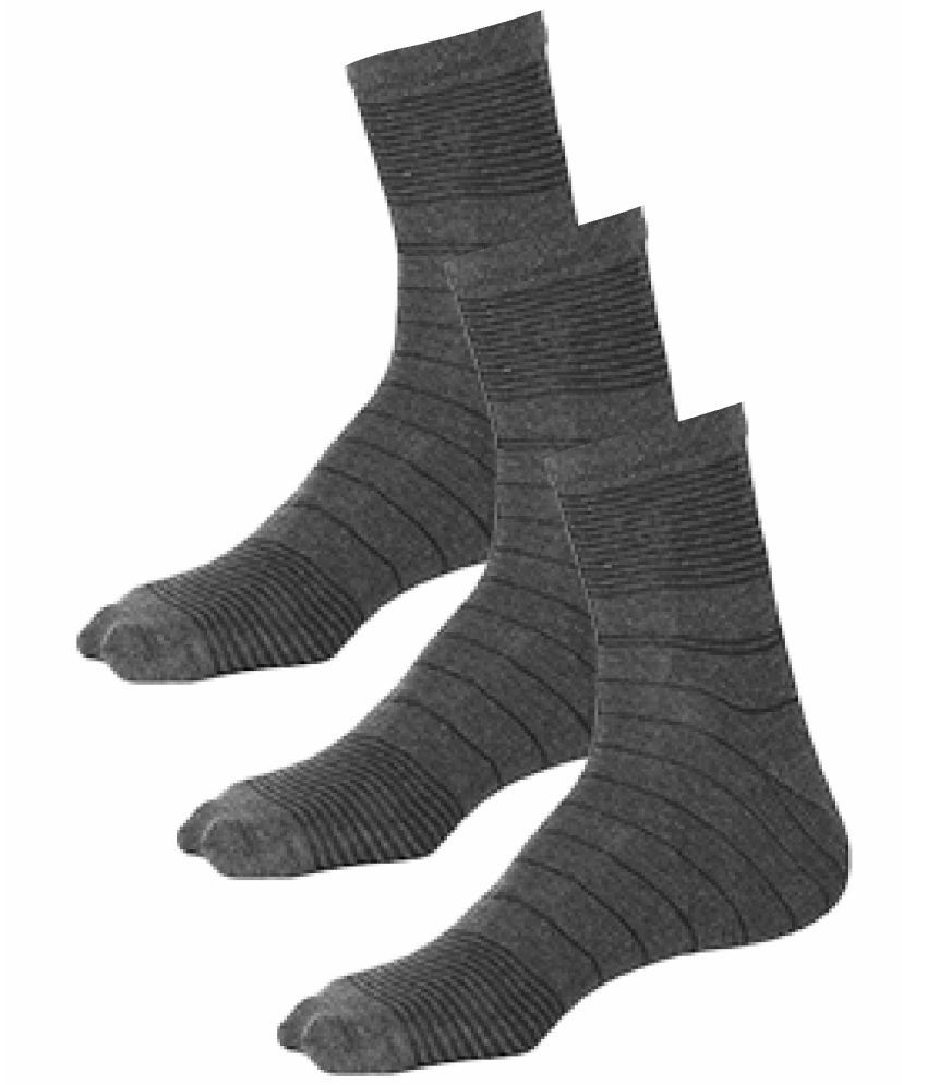     			Bodycare Cotton Blend Men's Striped Dark Grey Ankle Length Socks ( Pack of 3 )