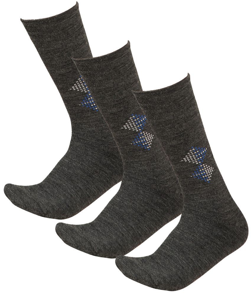     			Bodycare Cotton Blend Men's Printed Charcoal Mid Length Socks ( Pack of 3 )