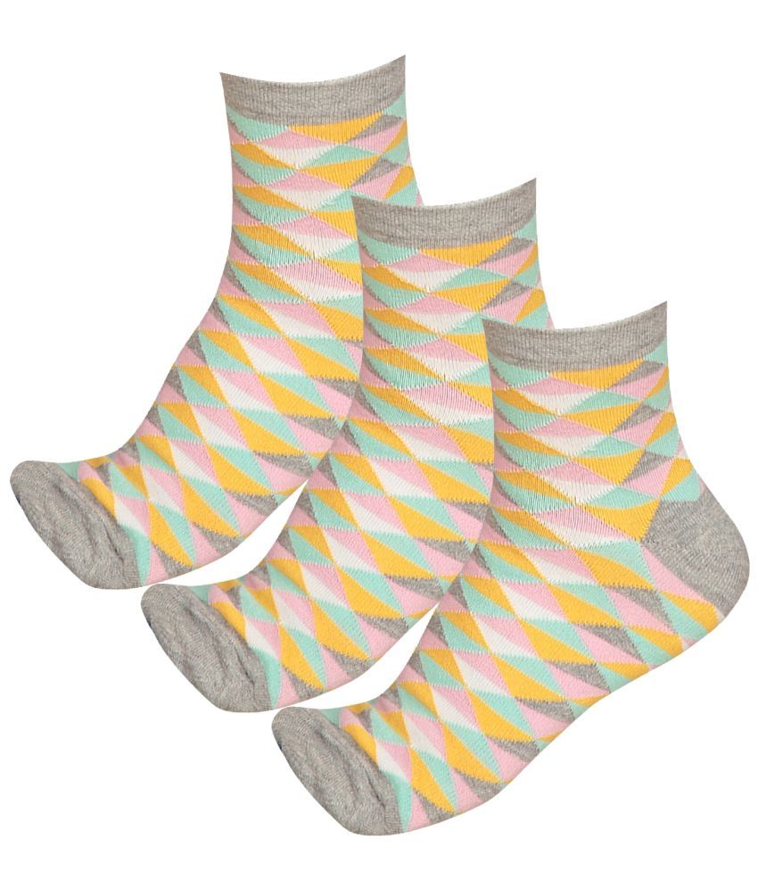     			Bodycare Grey Melange Cotton Blend Women's Ankle Length Socks ( Pack of 3 )