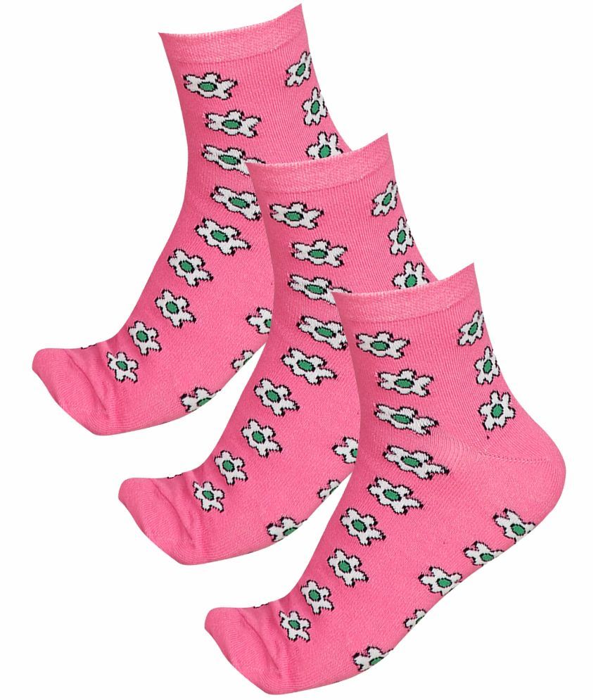     			Bodycare Pink Cotton Blend Women's Ankle Length Socks ( Pack of 3 )