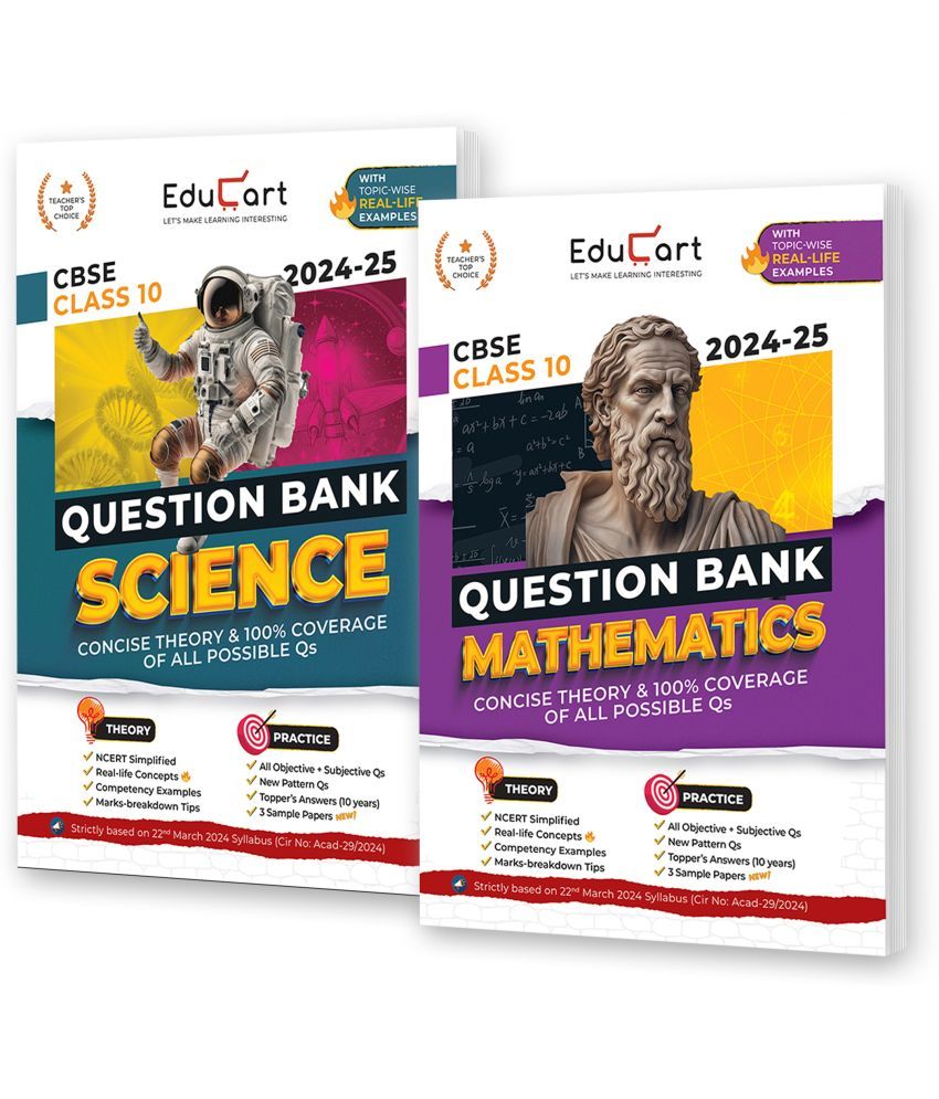     			Educart CBSE Class 10 Question Bank Science & Mathematics 2024-25 Bundle (Set of 2 Books) For 2025 Board Exams (As per latest CBSE Syllabus 23 Mar 202