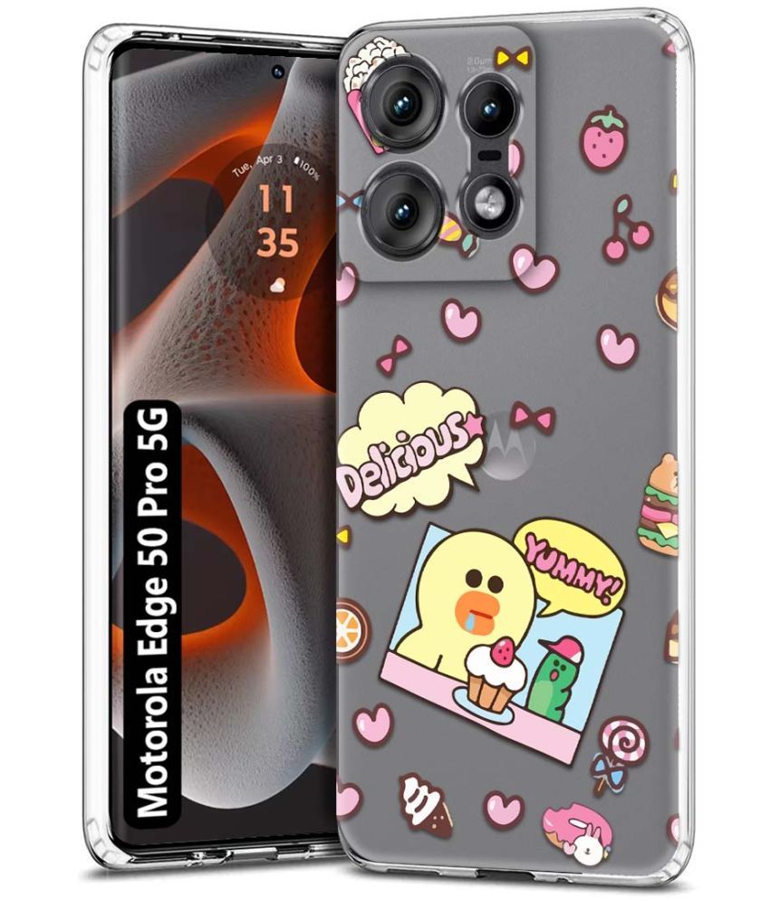     			Fashionury Multicolor Printed Back Cover Silicon Compatible For Motorola Edge 50 Pro 5G ( Pack of 1 )