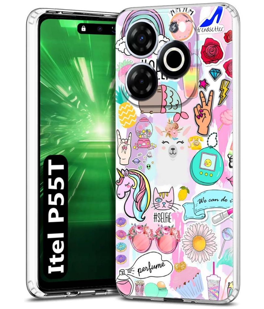     			Fashionury Multicolor Printed Back Cover Silicon Compatible For Itel P55T ( Pack of 1 )