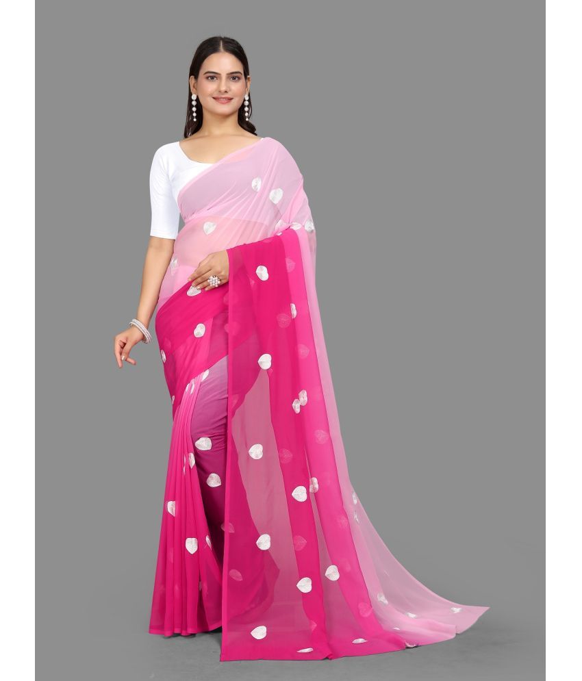     			JULEE Georgette Embroidered Saree With Blouse Piece - Fluorescent Pink ( Pack of 1 )