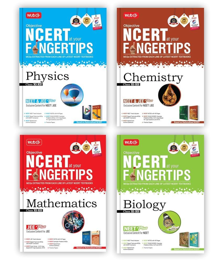     			MTG Objective NCERT at your FINGERTIPS Physics, Chemistry, Mathematics & Biology (Set of 4 Books) - NCERT NEET/JEE Trend Indicator, Notes with HD Pages, Exam Archive & MCQs | NEET-JEE Books (Based on NCERT Latest Pattern For 2025 Exam)