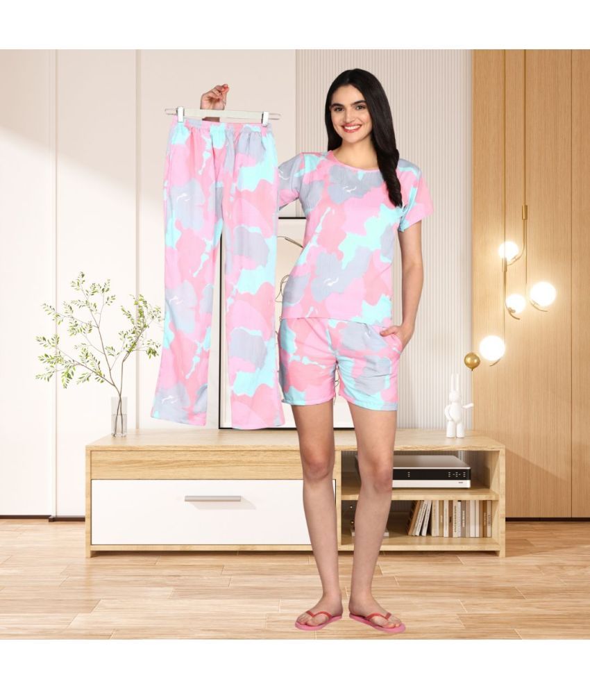     			SELVIFAB Yellow Cotton Blend Women's Nightwear Nightsuit Sets ( Pack of 1 )