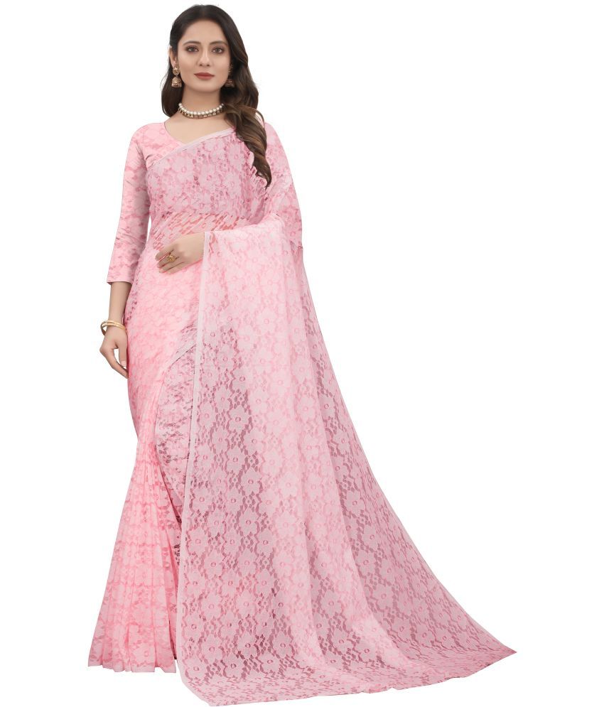     			Vkaran Cotton Silk Colorblock Saree With Blouse Piece - Pink ( Pack of 1 )