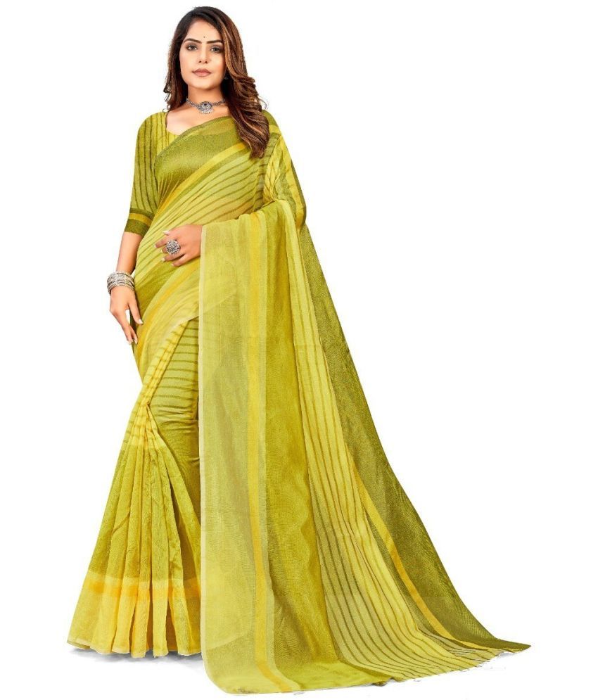     			Vkaran Cotton Silk Solid Saree Without Blouse Piece - Yellow ( Pack of 1 )