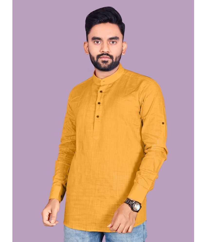     			allan peter Yellow Cotton Men's Regular Kurta ( Pack of 1 )