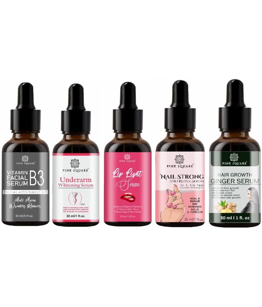     			pink square Face Serum Antioxidants Uneven Skin Toning For All Skin Type ( Pack of 5 )