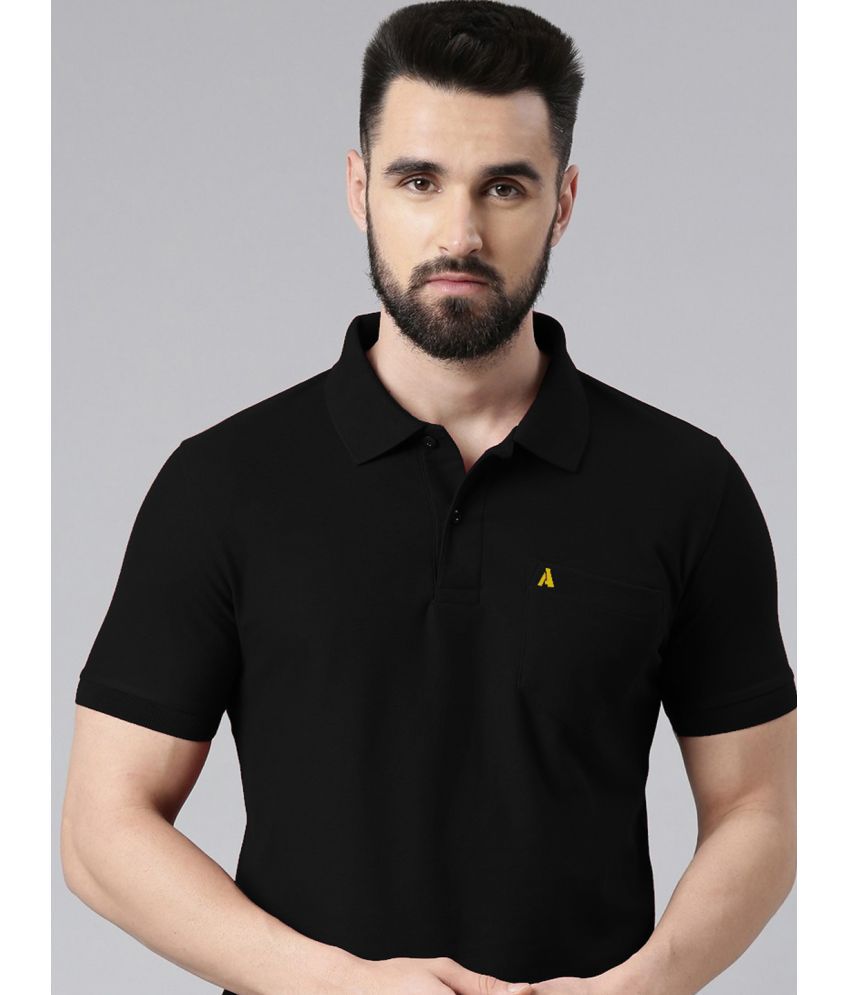    			ADORATE Cotton Blend Regular Fit Solid Half Sleeves Men's Polo T Shirt - Black ( Pack of 1 )