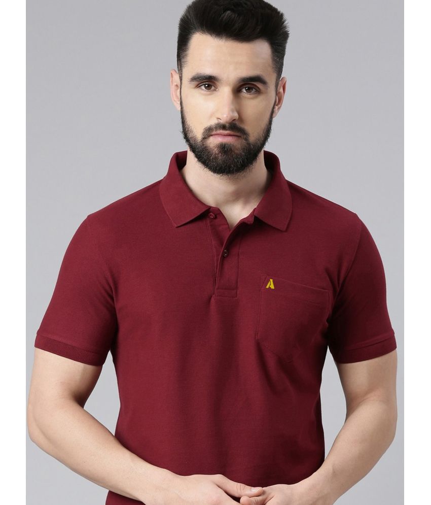     			ADORATE Cotton Blend Regular Fit Solid Half Sleeves Men's Polo T Shirt - Maroon ( Pack of 1 )