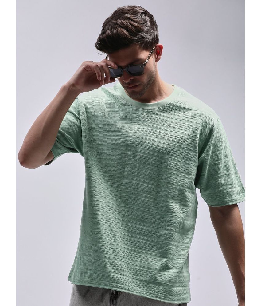     			Dillinger Cotton Oversized Fit Striped Half Sleeves Men's T-Shirt - Sea Green ( Pack of 1 )