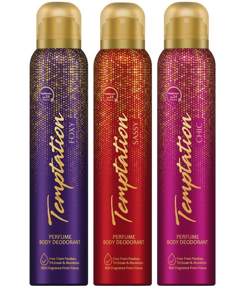     			Envy Temptation Foxy, Sassy & Chic Deodorant Spray for Women 450 ml ( Pack of 3 )