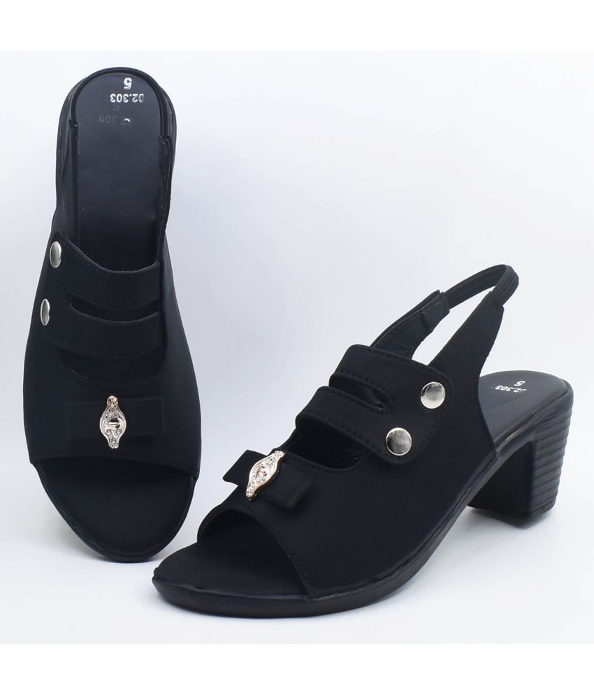     			HardForce Black Women's Sandal Heels