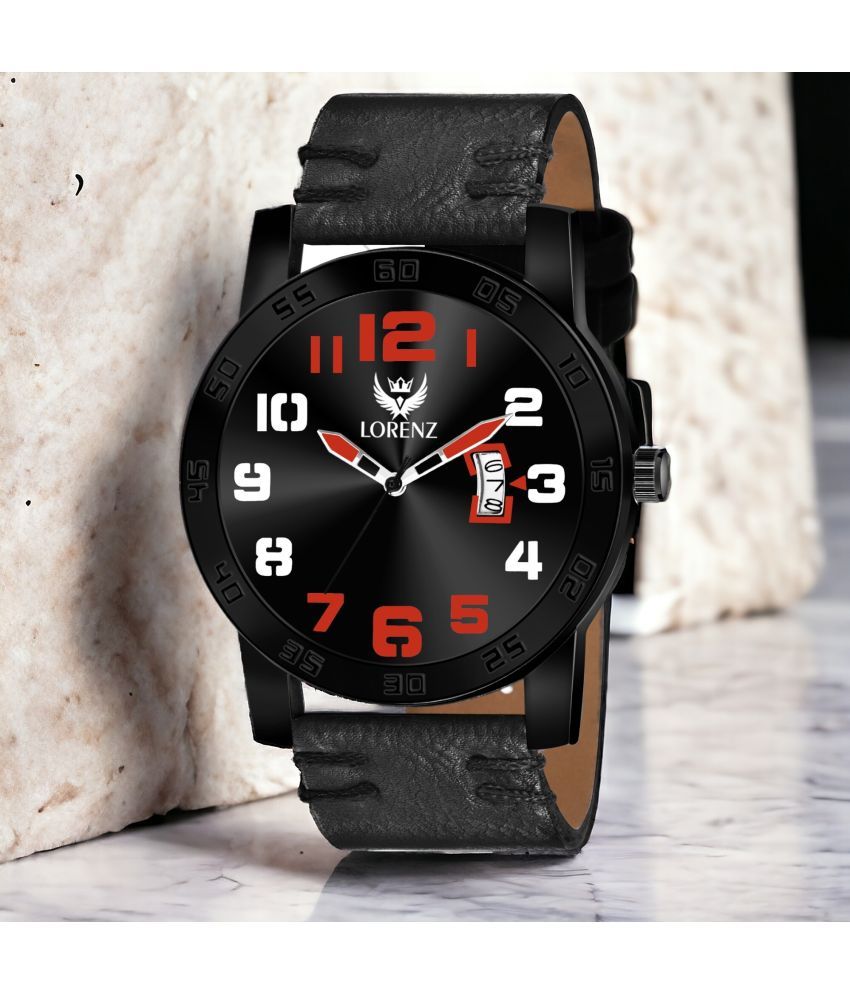     			Lorenz Black PU Analog Men's Watch