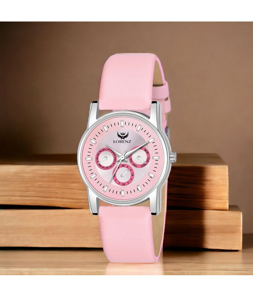     			Lorenz Pink PU Analog Womens Watch