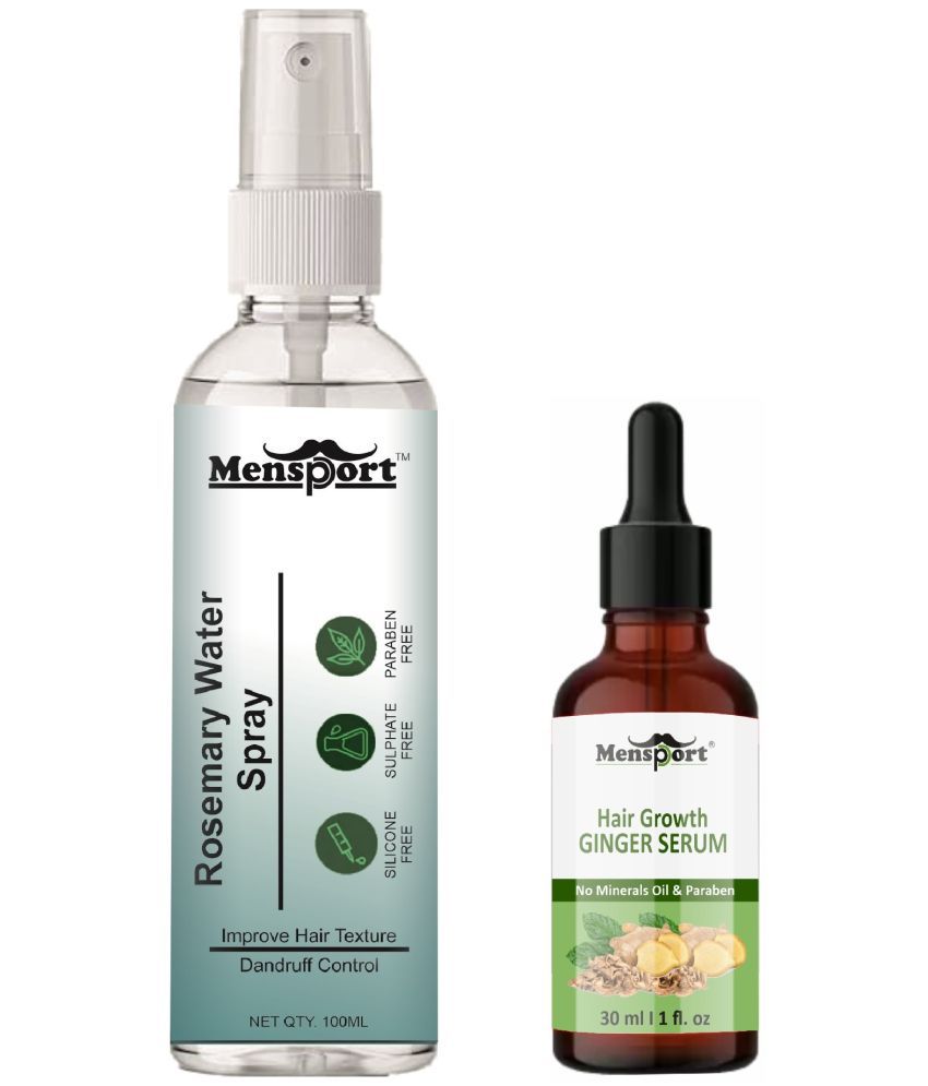     			Mensport Rosemary Water | Hair Spray For Hair Regrowth 100ml & Hair Growth Ginger Serum 30ml - Set of 2 Items
