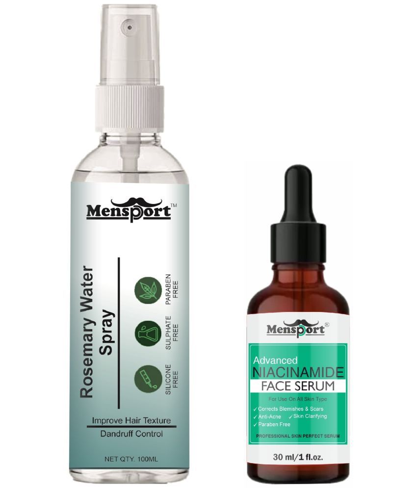    			Mensport Rosemary Water | Hair Spray For Hair Regrowth 100ml & Advanced Niacinamide Face Serum (Correct Blemishes & Scar) 30ml - Set of 2 Items