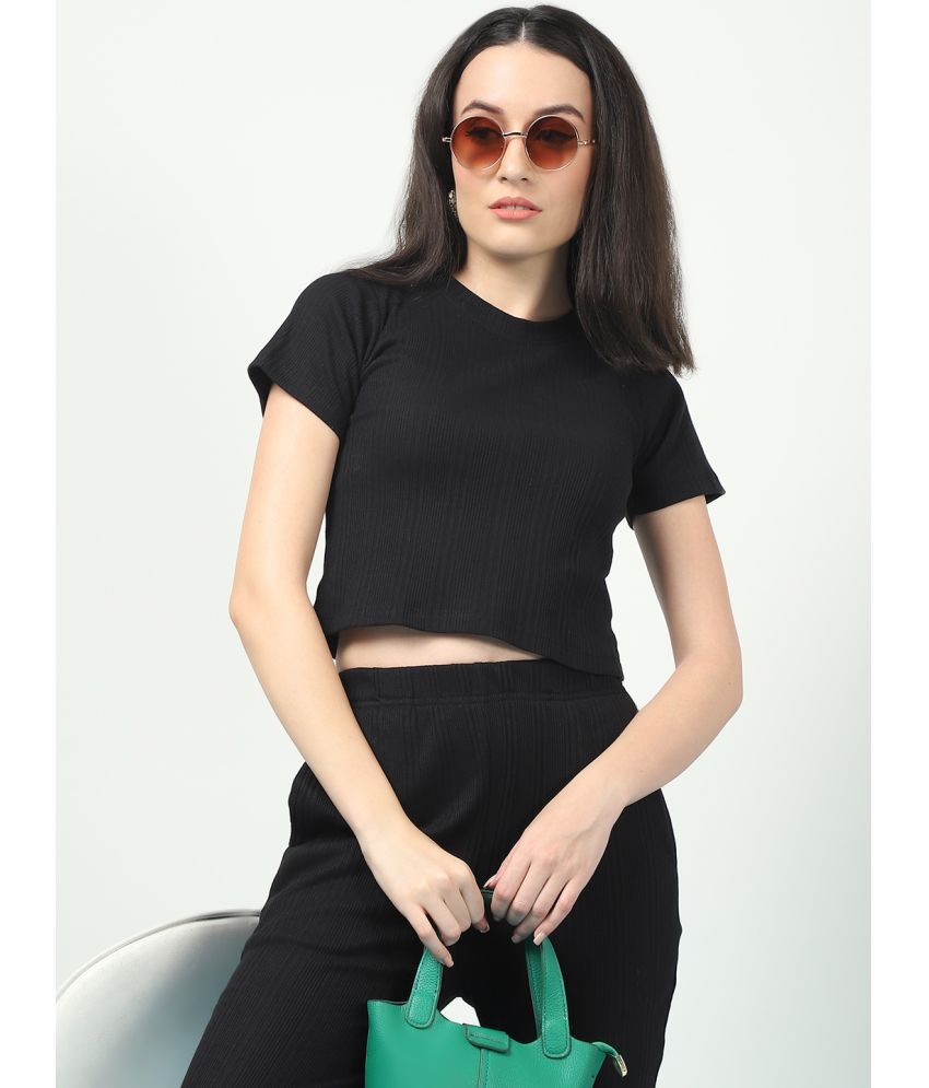     			Rigo Black Solid Pant Top Set