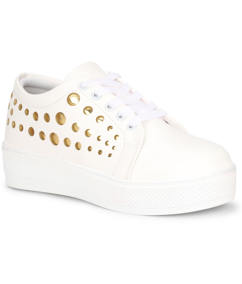     			Saheb White Women's Sneakers